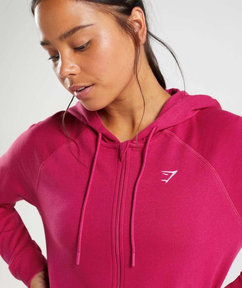 Women's Gymshark Training Zip Hoodie Fuchsia | NZ 7WPNKQ